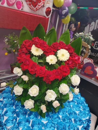 red white flower arrangement