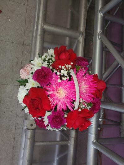 Multicolor rose flower basket