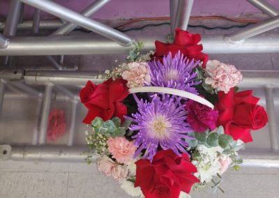 lavender red rose flower basket