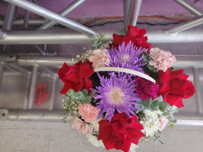 lavender red rose flower basket