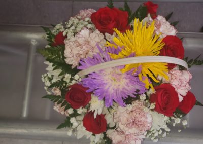 Multicolor rose flower basket